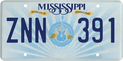 MS license plate ZNN391