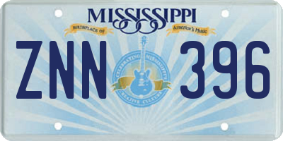 MS license plate ZNN396