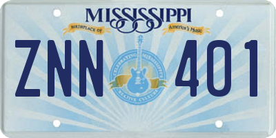 MS license plate ZNN401