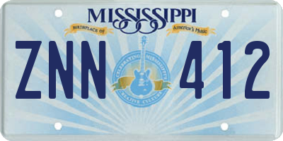 MS license plate ZNN412
