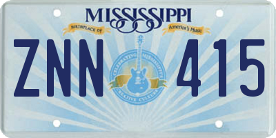 MS license plate ZNN415