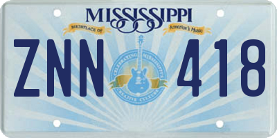 MS license plate ZNN418