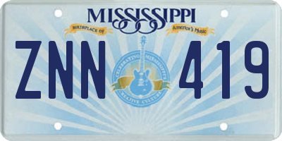 MS license plate ZNN419