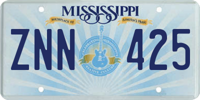 MS license plate ZNN425
