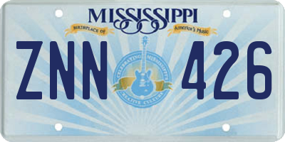 MS license plate ZNN426