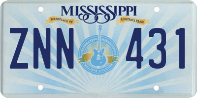 MS license plate ZNN431