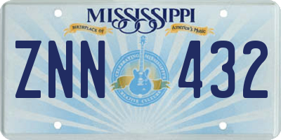 MS license plate ZNN432