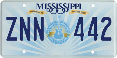 MS license plate ZNN442