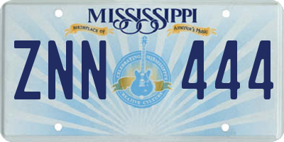 MS license plate ZNN444