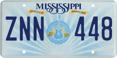 MS license plate ZNN448