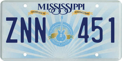 MS license plate ZNN451
