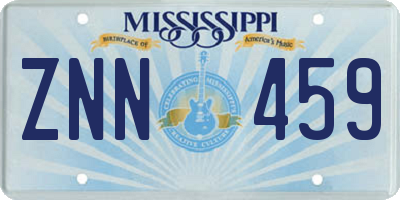 MS license plate ZNN459