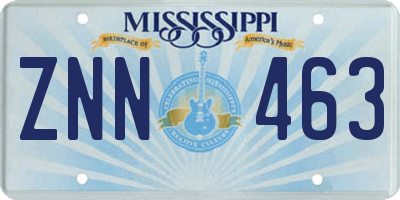 MS license plate ZNN463