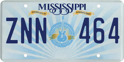 MS license plate ZNN464