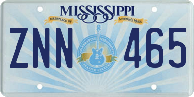 MS license plate ZNN465