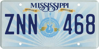 MS license plate ZNN468