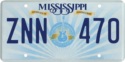 MS license plate ZNN470