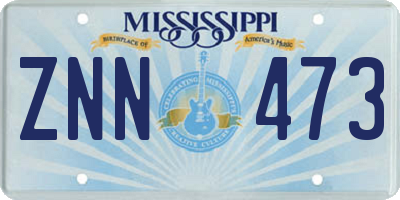 MS license plate ZNN473