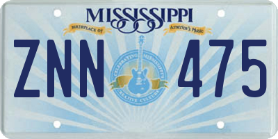 MS license plate ZNN475
