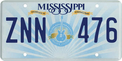 MS license plate ZNN476