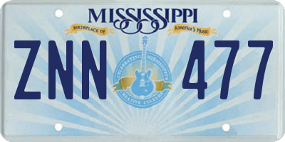 MS license plate ZNN477