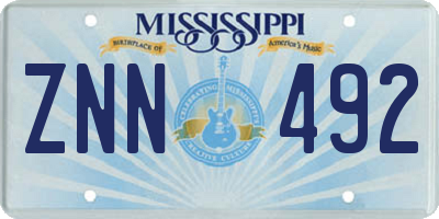 MS license plate ZNN492