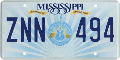 MS license plate ZNN494
