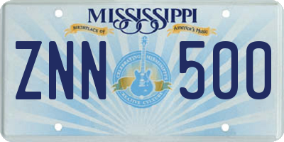 MS license plate ZNN500