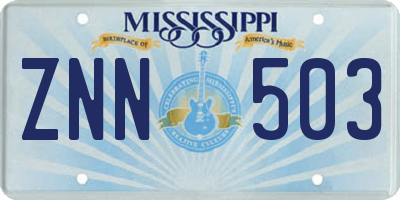MS license plate ZNN503