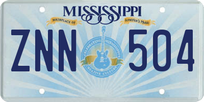 MS license plate ZNN504