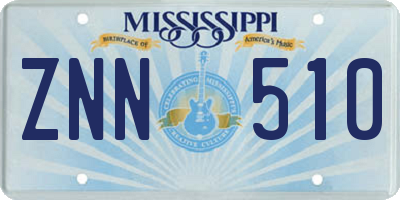 MS license plate ZNN510
