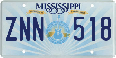 MS license plate ZNN518
