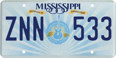 MS license plate ZNN533