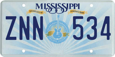 MS license plate ZNN534