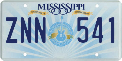 MS license plate ZNN541