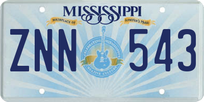 MS license plate ZNN543