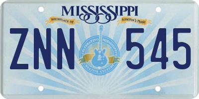 MS license plate ZNN545