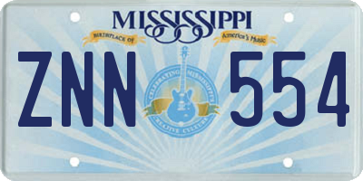 MS license plate ZNN554