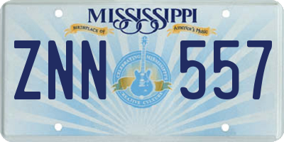 MS license plate ZNN557