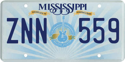 MS license plate ZNN559