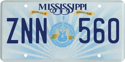 MS license plate ZNN560