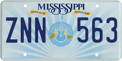 MS license plate ZNN563
