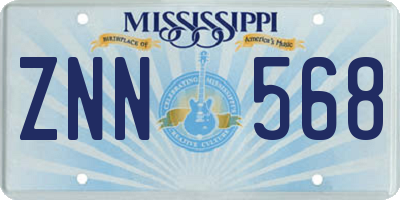 MS license plate ZNN568