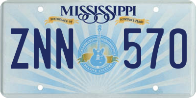 MS license plate ZNN570