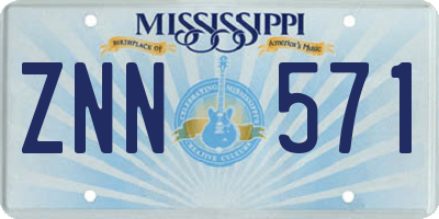 MS license plate ZNN571