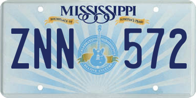 MS license plate ZNN572