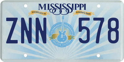 MS license plate ZNN578