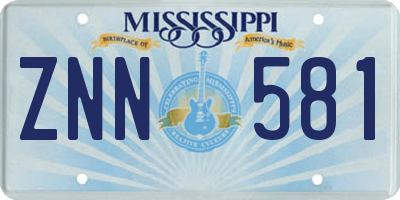 MS license plate ZNN581