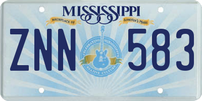 MS license plate ZNN583