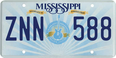 MS license plate ZNN588